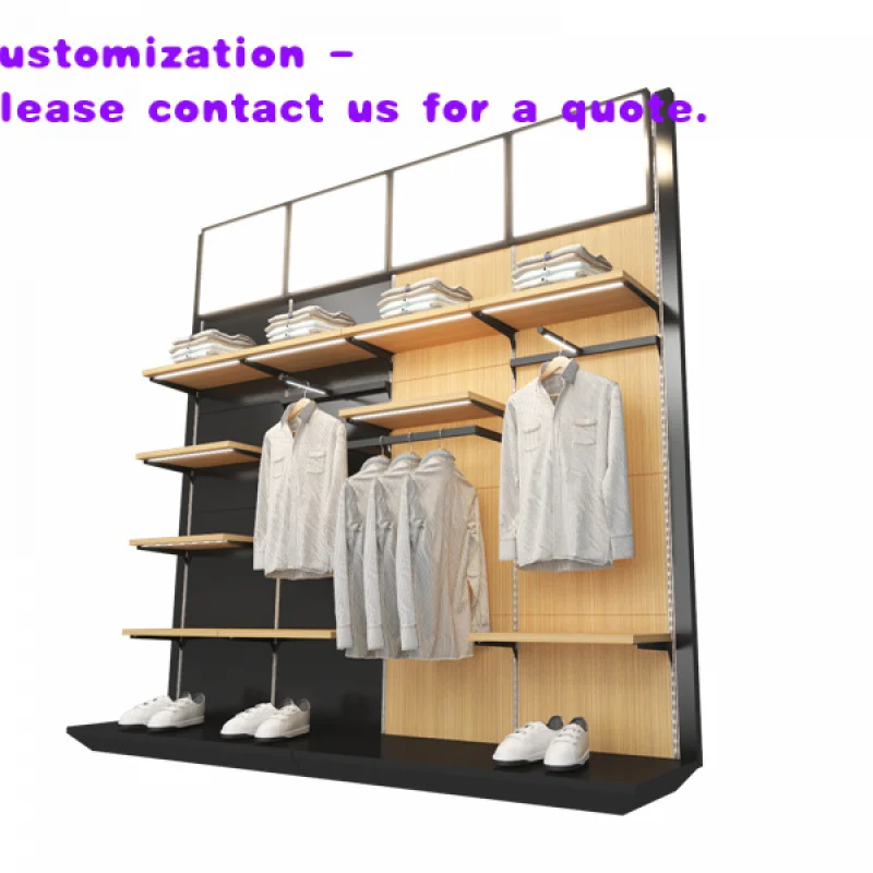 custom.Modern New Design with Mount Light Wood Metal Clothing Display Stand Suitable a Variety Shop of Scenarios Product