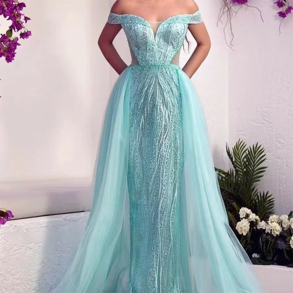 Clássico fora do ombro doce cor lantejoulas vestidos de noite formais festa de aniversário vestidos de baile personalizados