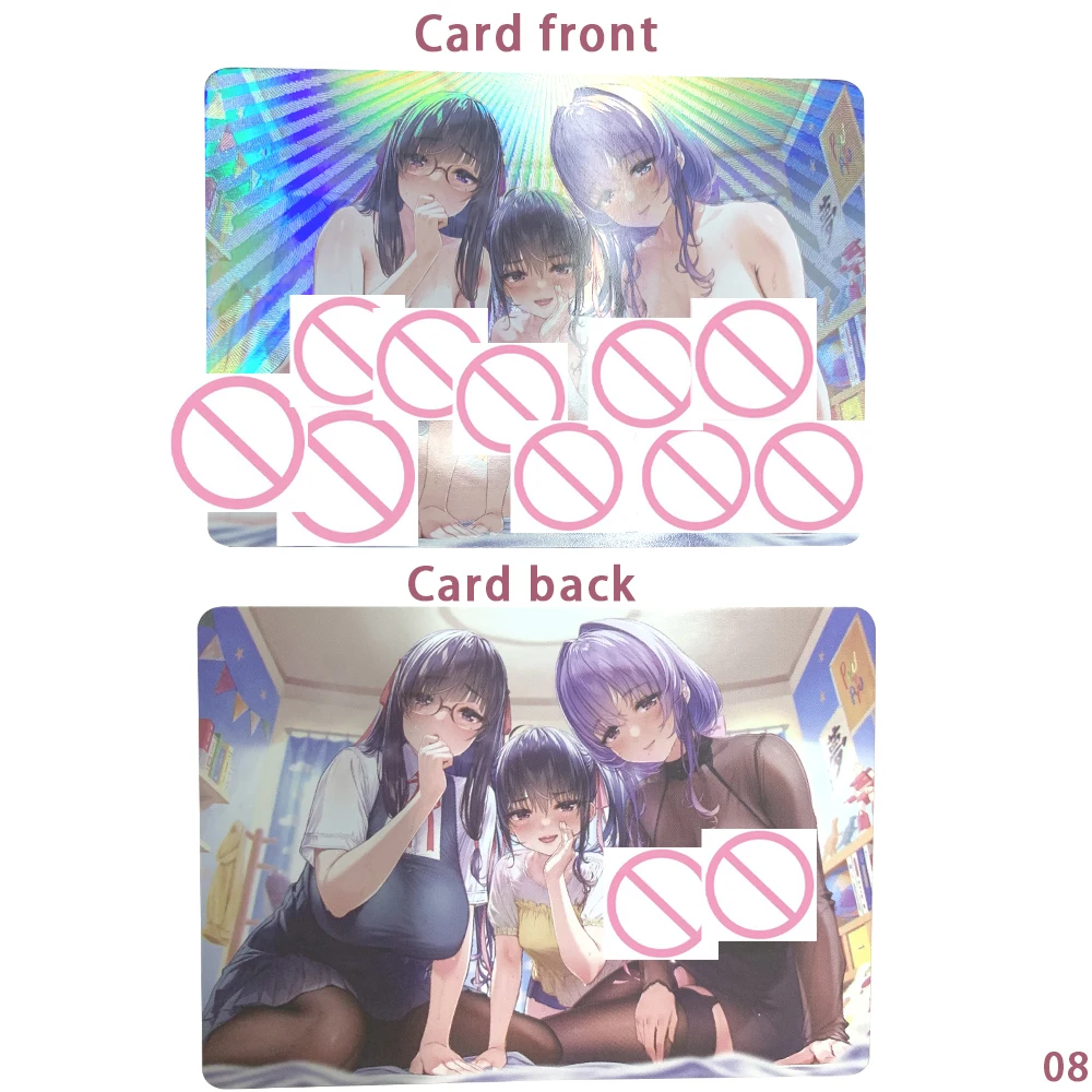 Anime JK Girly Girl Nude Collection Card Busty Beauty Big Ass Naked Card Refractive Color Flash Embossed Textured Gifts 63*88mm