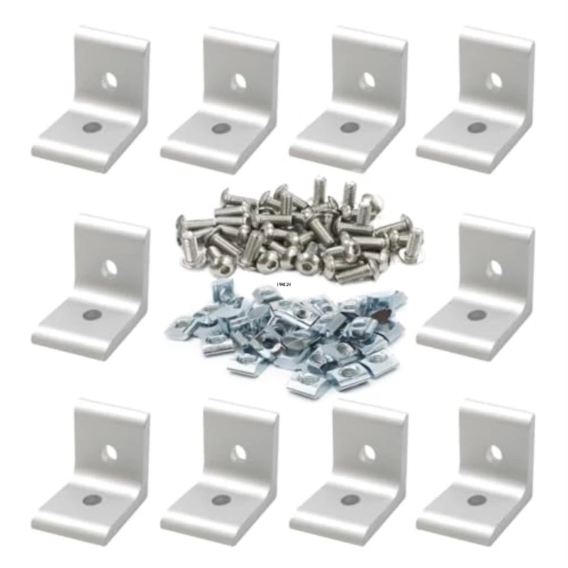 1515 Aluminum Extrusion T/V Slot Corner Bracket Sets 15S Extruded Right Angle Connector with Screw for EU 1515 Extrusion Frame