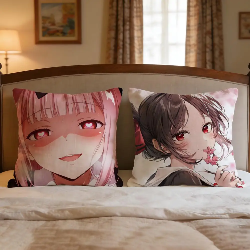 Kaguya-sama: Love is War Cushion Cover 4Pcs Decorative Covers Soft Cushion Case for Sofa Couch Decor 40x40 45x45 Pillowcases