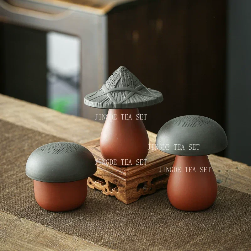 Purple Sand Mushroom Tea Strainer Cute Mushroom Ceramic Filter Screen Desktop Tea Pet Ornament Tea Playing Teaset Accessories