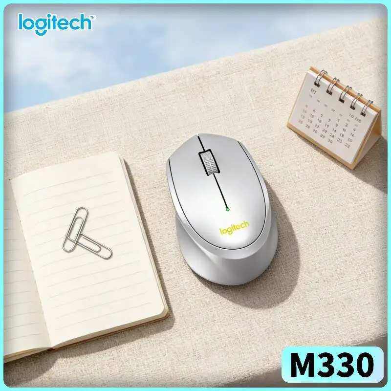 

Беспроводная бесшумная мышь Logitech M330 с высокой точностью отслеживания 2.4G, оптическим датчиком и мягким захватом для ноутбуков, ПК, Mac, настольных компьютеров