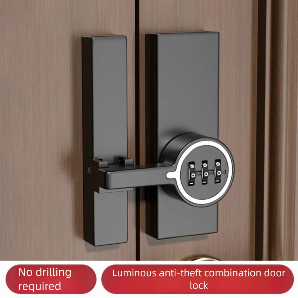 

New Zinc Alloy Password Door Lock 3-Digit Password 180 Degree Security Door Buckle Anti-theft Durable Sliding Door Lock Bathroom