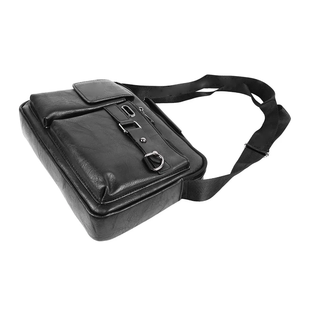 Durable PU Work Bag Black Tablet Compatible Men Briefcase Adjustable Shoulder Strap Business Bag For Men