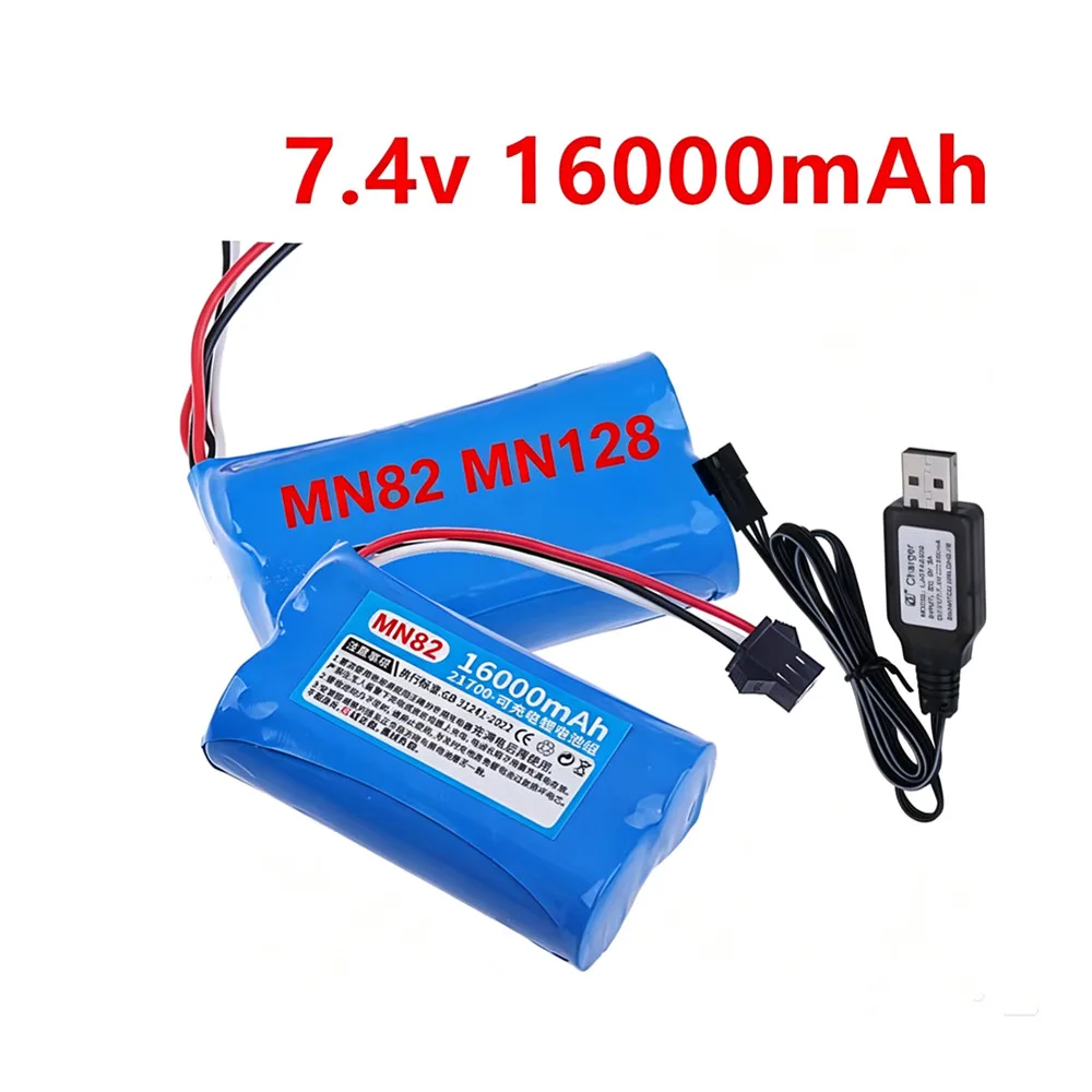 7.4V 16000mAh 21700 Li-ion battery for MN82 MN128 MN78 LC79 Watch Gesture Sensing Twisted RC stunt car For RC Cars SM-3P Plug 2S