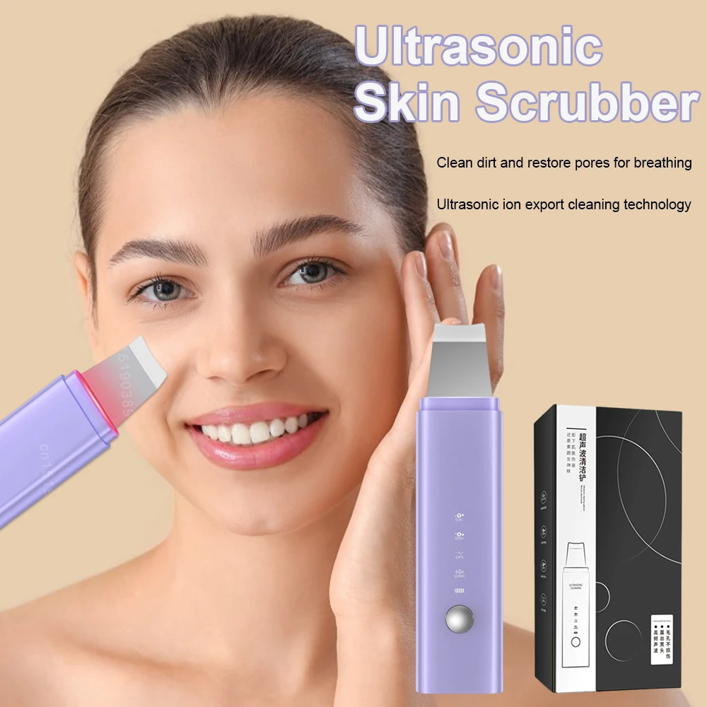 

Ultrasonic Vibration Skin Scrubber Ion Export Ems Pulse Electric Skin Scraping Machine Blackhead Acne Remover Deep Face Cleaning