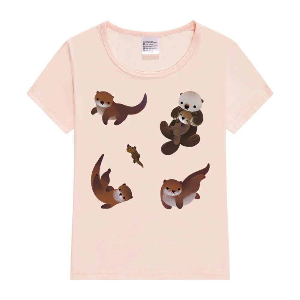 Otter Kids T-Shirt Summer Funny Kids Woman Tees T-shirt Boys Girls Short Sleeve Korean Kpop Clothes Casual Comfortable Tops