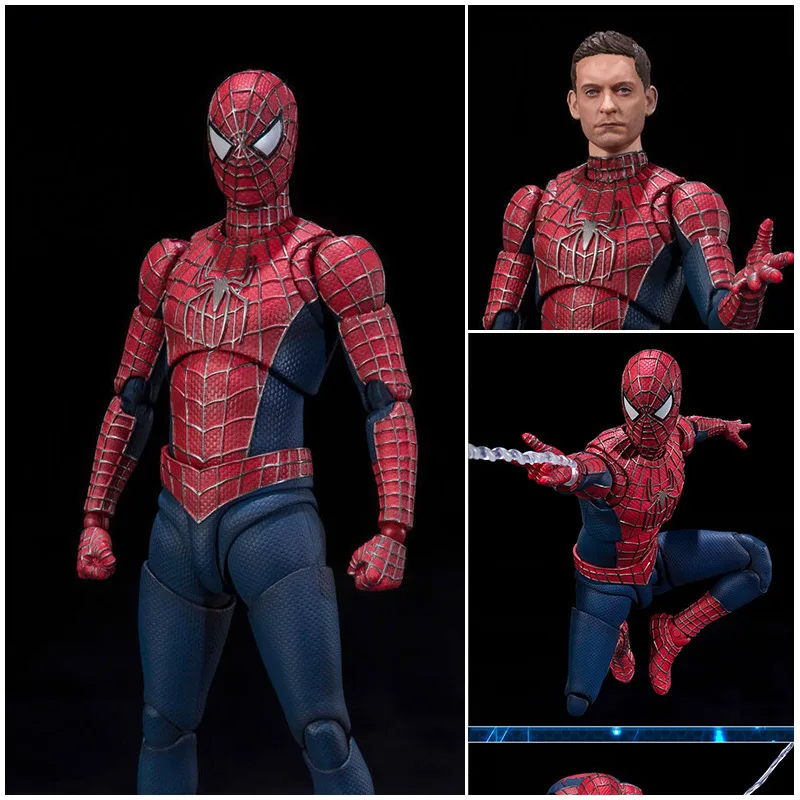 Ct Spiderman Heroes Never Return Shf Tobey Maguire بدلة سوداء كلاسيكية متحركة شخصيات كرتونية نموذج الحلي لعبة هدية الكريسماس #2