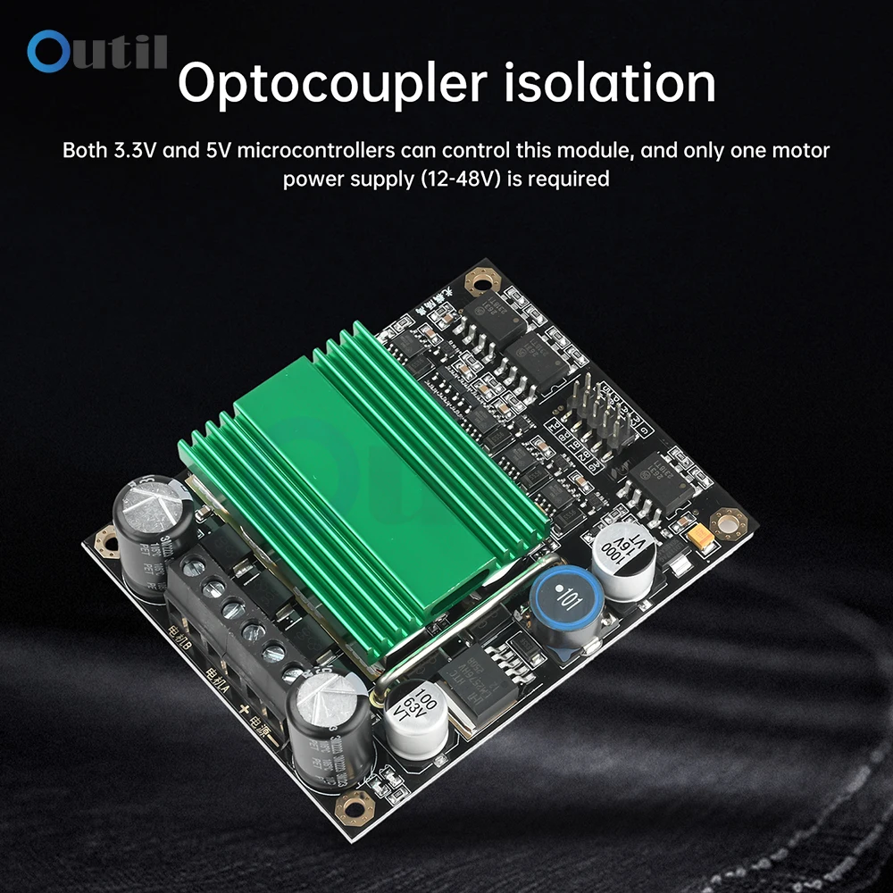 

New DC 12V-48V 100A High Power Dual Channel DC Motor Drive Module Board Optocoupler Isolation H-Bridge Governor Control