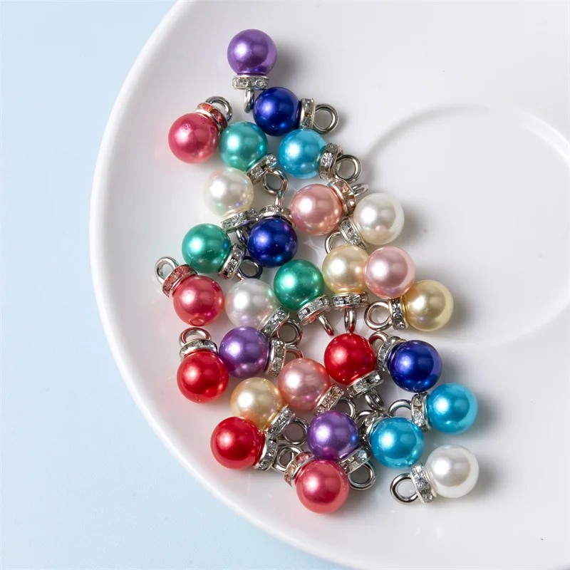 Novo diy 20 pçs mini colorido imitação de pérola encantos pingente contas charme brincos ornamentos jóias fazendo peças acessórios