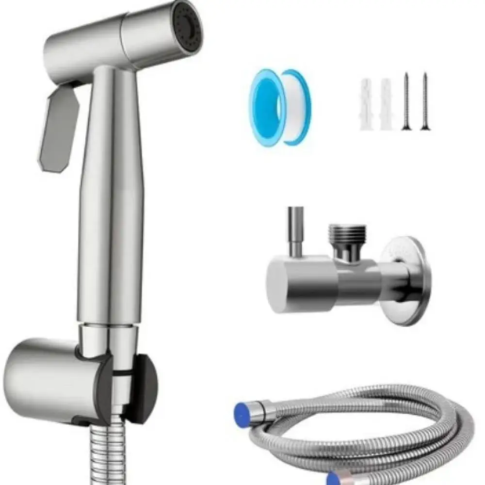 Stainless Steel Bidet Sprayer Set Toilet Diverter Valve Switch Adapter High Pressure Cleaning Shower Head Bathroom Faucet