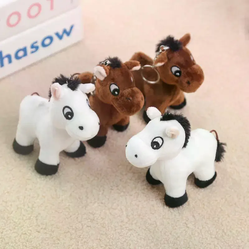 Pony di peluche ripieno di cartone animato come ornamento per zaino, accessorio portachiavi e ciondolo a forma di cavallo