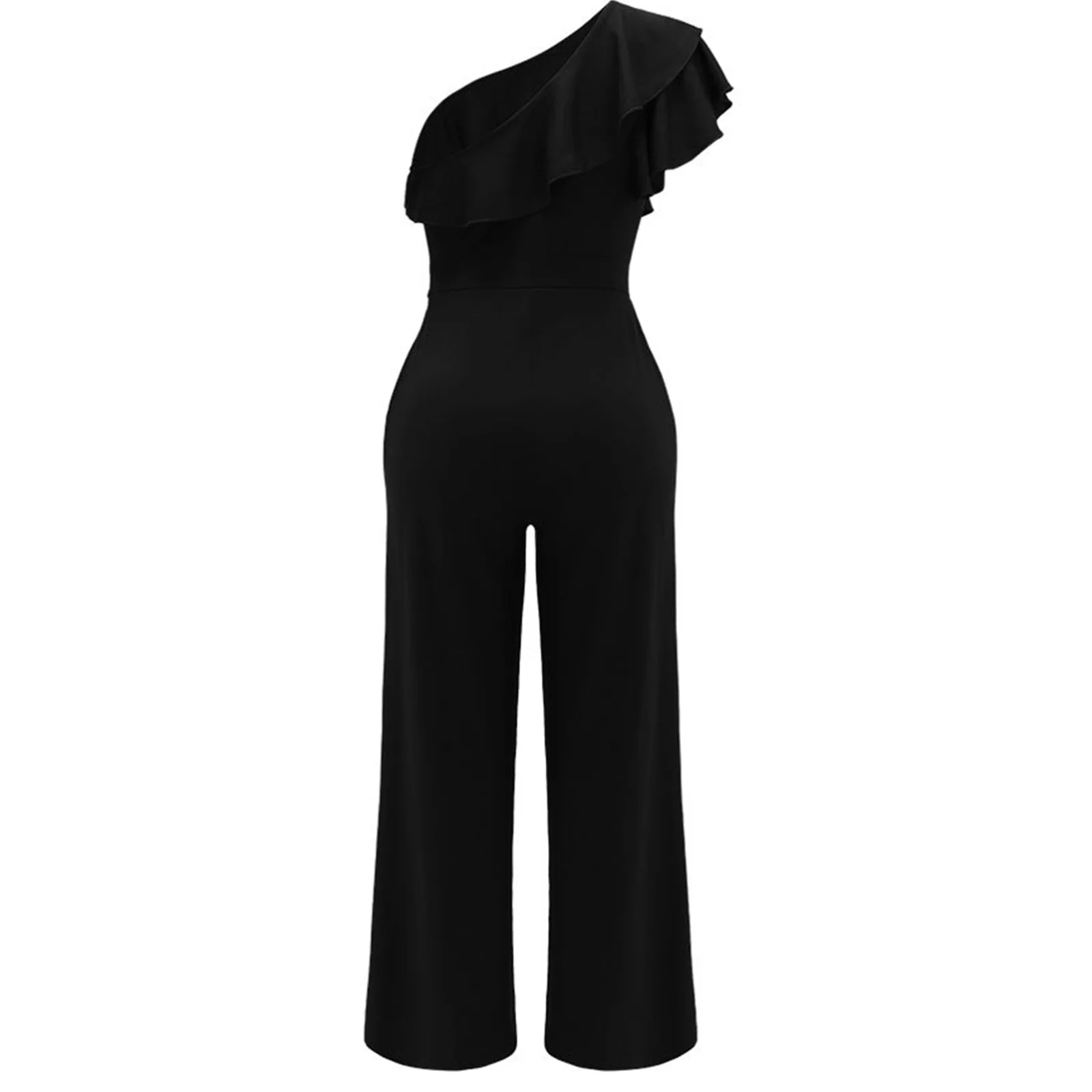 Women Casual Jumpsuits One Piece Sleeveless Off Shoulder Ruffle Elegant Romper Fashion Wide Straight-leg Pant for Party Clubwear