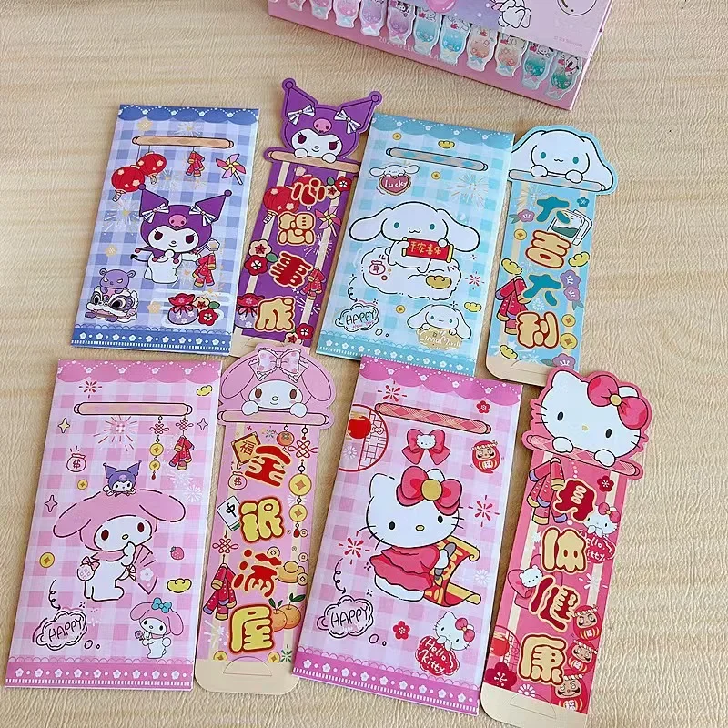 4Pcs/Lot 2025 Sanrio kuromi mymelody Cinnamoroll Red Envelope New Year Red Pocket With Funny Greetings Chinese Red Bag Kids gift