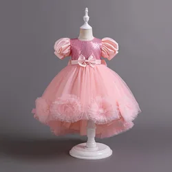 Girl Gala Dress Elegant Children Party Dresses for Wedding White Kids' Clothing Kid's Ceremonial Clothes 1 to 5 Years