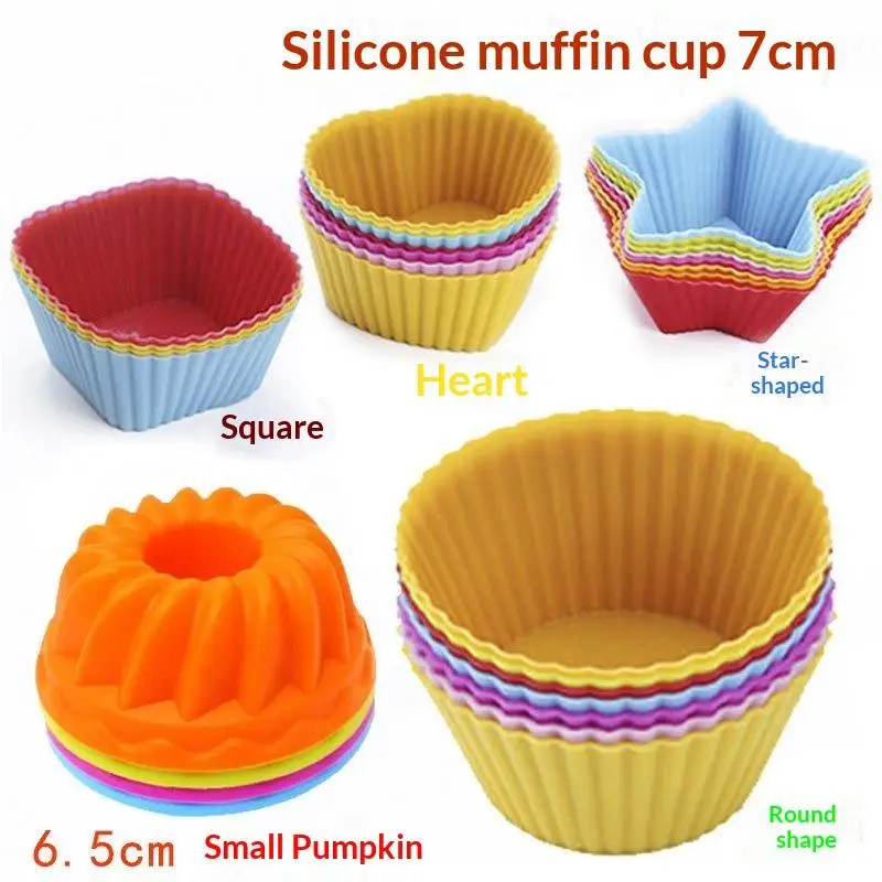 Heat Resistant Silicone Muffin Baking Moulds 3Pcs Nonstick Reusable Cupcake Liners Household Kitchen Pastry Bakeware Accessory