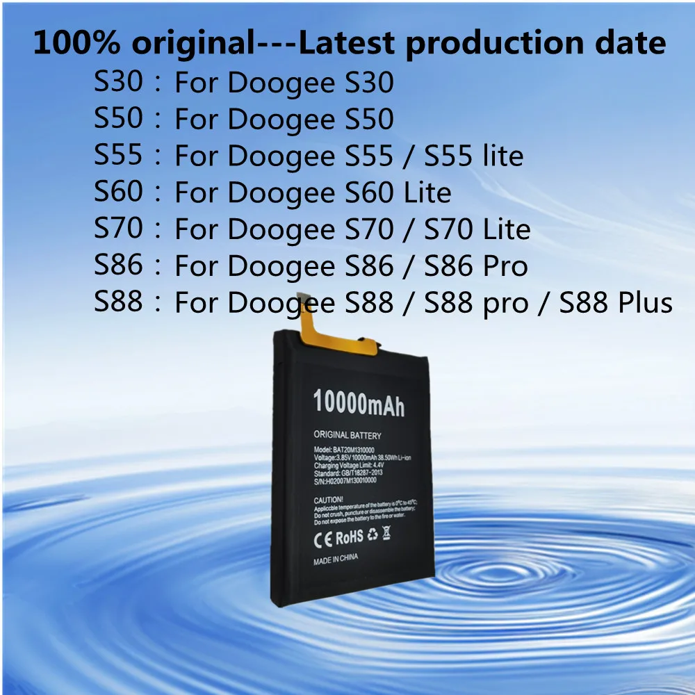 Original Battery For Doogee S88 Pro /S88 Plus BAT20M1310000 S86 Pro BAT20ZN1308500 S70 Lite BAT173605580 S60Lite S50 S30 S55Lite