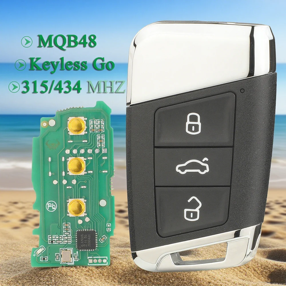 Jingyuqin 315/434MHz MQB48 MEGAMOS 88 AES Smart Remote Key FOB For VW Volkswagen Magotan B8 Superb A7 Passat Variant 2015-2019