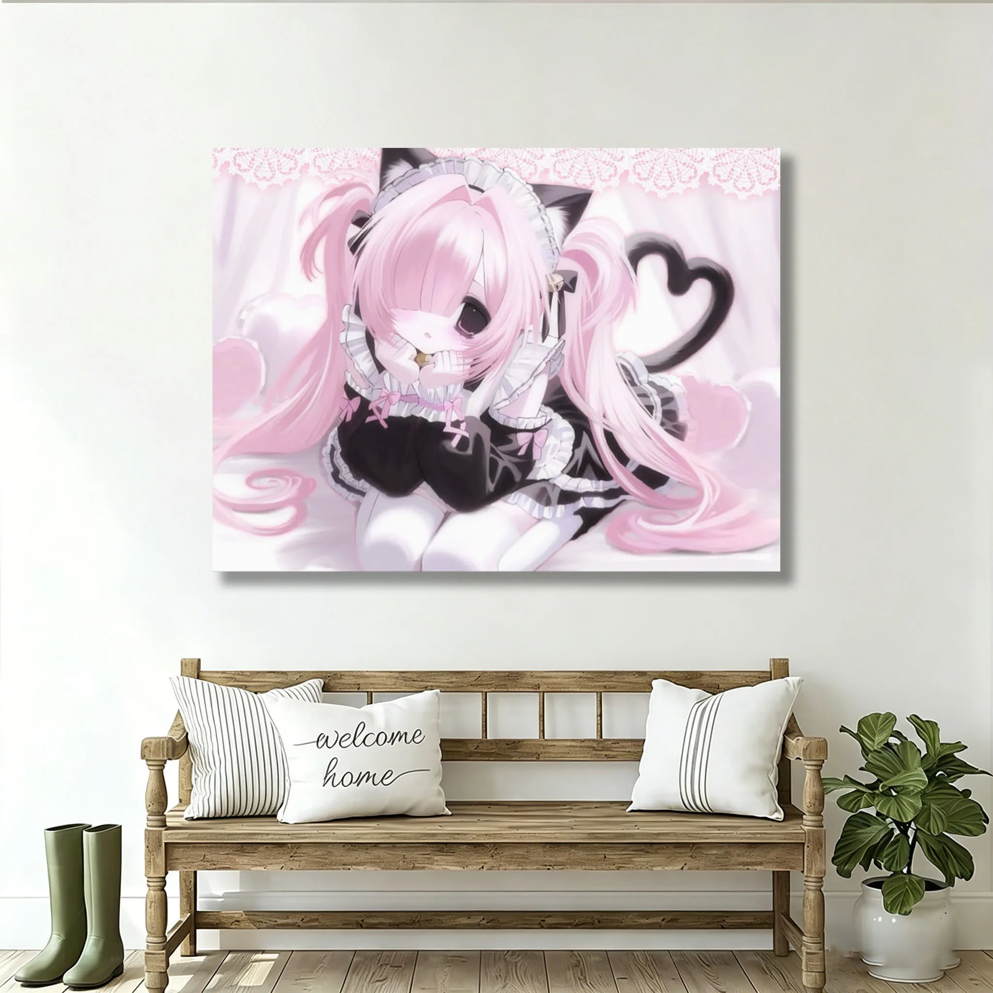 1pc Neko Kawaii Cute Moe Girl Uniform Tapestry Suitable For Home Bedroom House Dorm Wall Decoration Perfect Gift For Friends
