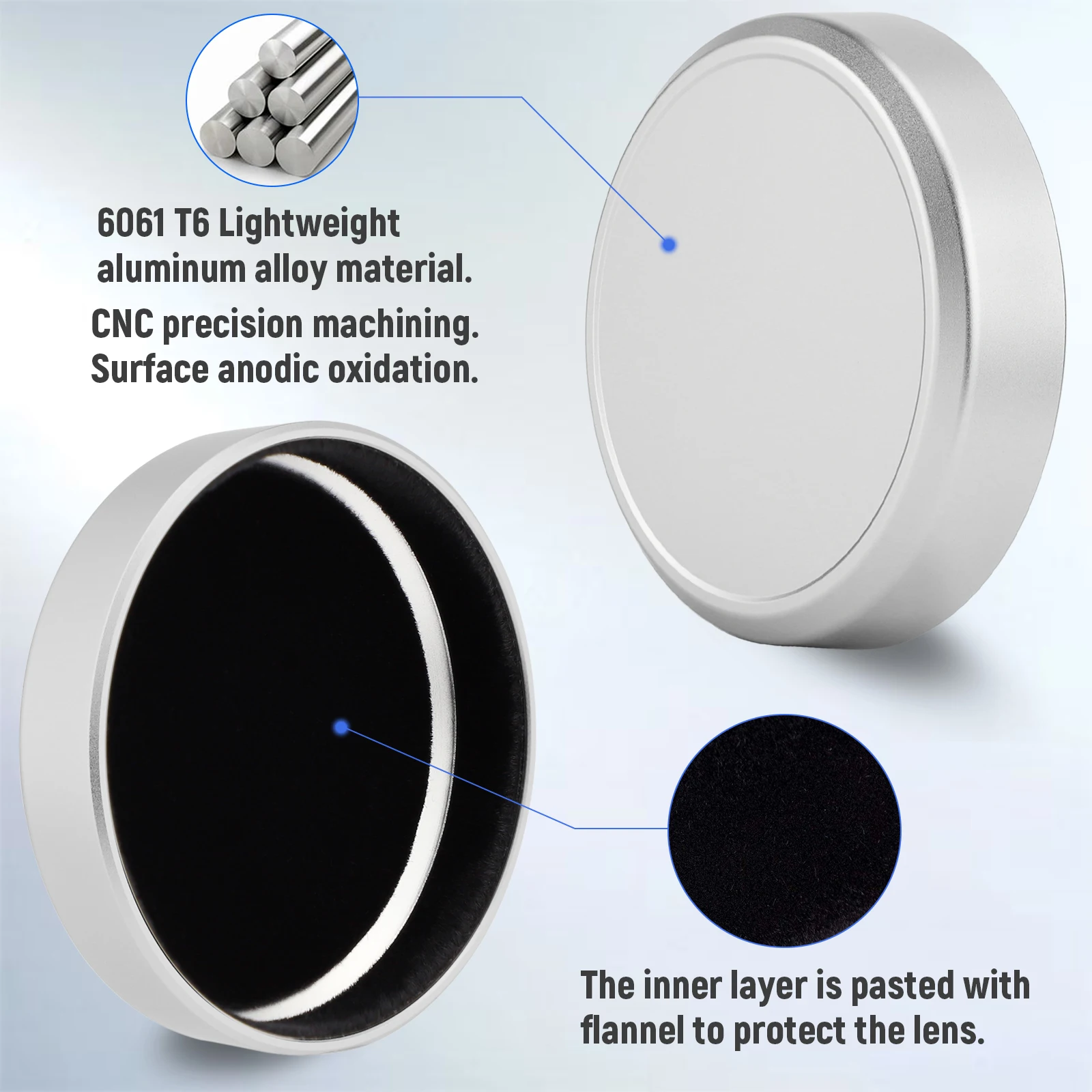 Haoge Cap-X54W Metal Lens Cap for Fujifilm Fuji X100VI X100V Camera Silver Compatible With Haoge LH-X54W Lens Hood