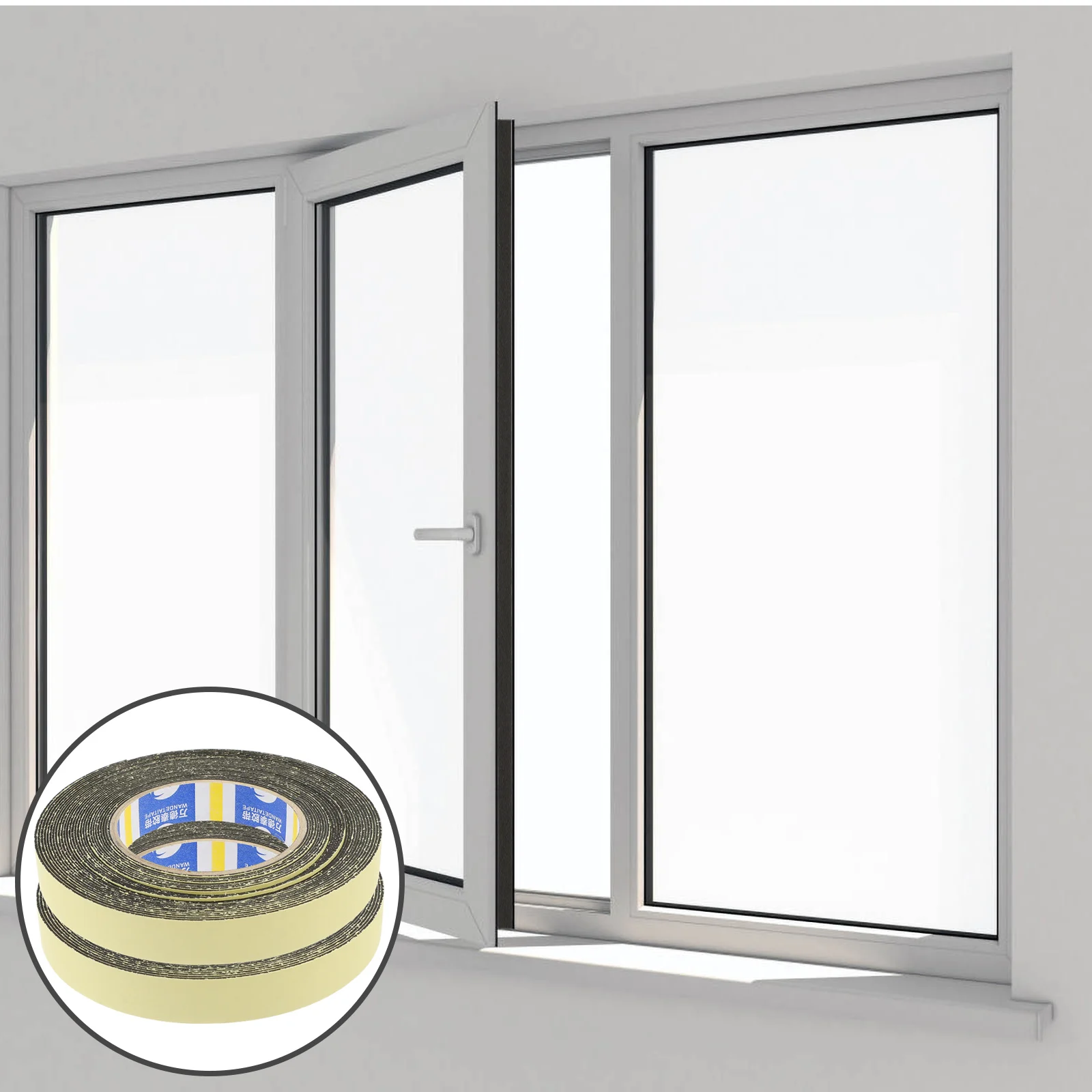 

2pcs 2 Rolls Thick Eva Sealing Sponge Tape Adhesive Foam Weatherproof Diy Window Door Seal Strip For Home Anti-Collision