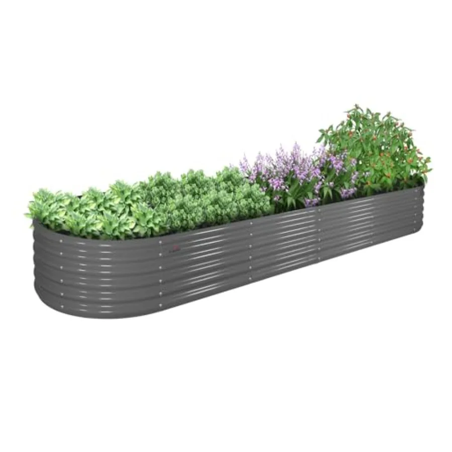 

Оцинкованная овальная металлическая грядка-клумба 12x3x1.5 футов для выращивания овощей, цветов и трав, уличная, очень большая