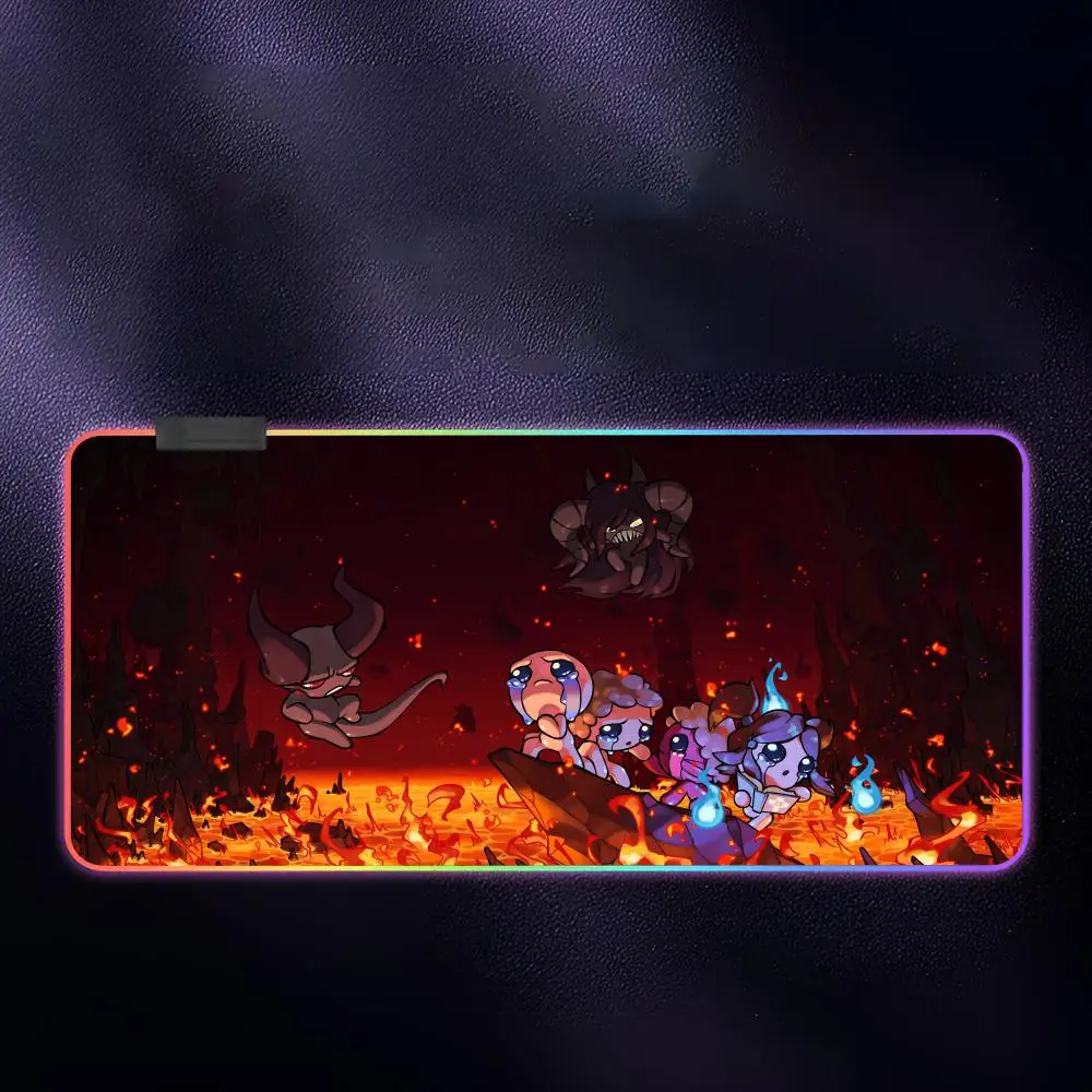 

T-The B-Binding Of Isaac Коврик для мыши RGB Игровой коврик для мыши со светодиодной подсветкой Большие игровые коврики для мыши XXL Коврик для клавиатуры Светящийся настольный коврик с подсветкой