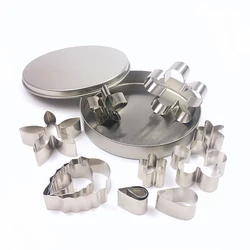 12Pcs Stainless Steel Flower & Leaf Cookie Cutter Set Cake Biscuit Chocolate Baking Mold Cake Decoration Tools Donut Cutter Kit