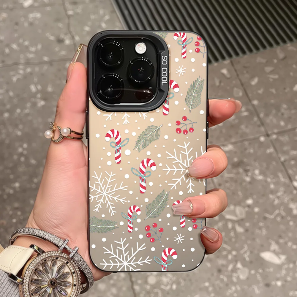 عيد الميلاد الثلج قضية الهاتف آيفون 17 برو ماكس 16 15 14 13 12 11 برو ماكس زائد 7 8 زائد X Xs Xr الأسود للصدمات غطاء من البولي يوريثان #4