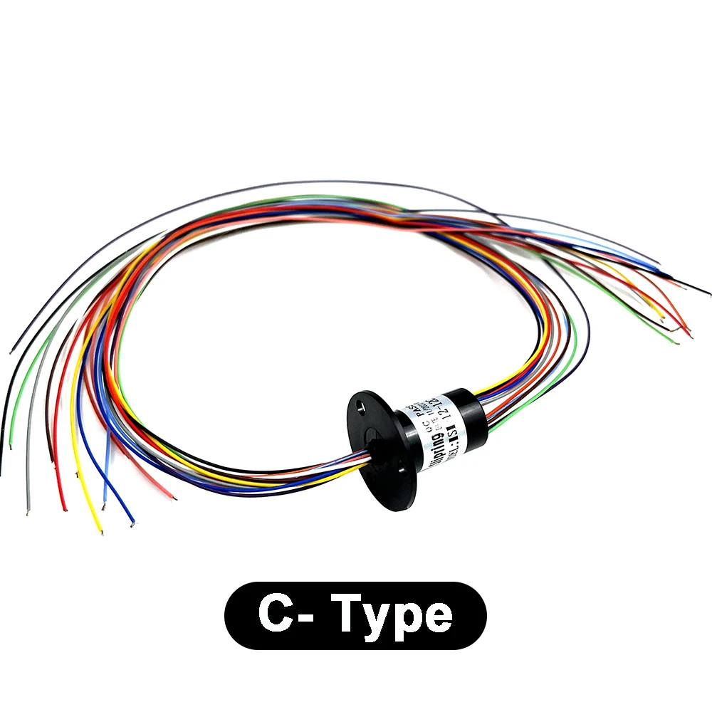 Micro Slip Ring A/C/U-Type 12.5mm 12 Channels Wires 2A Rotate Signal Transmission for PTZ Hand Gimbal Monitor Robot DIY RC Model