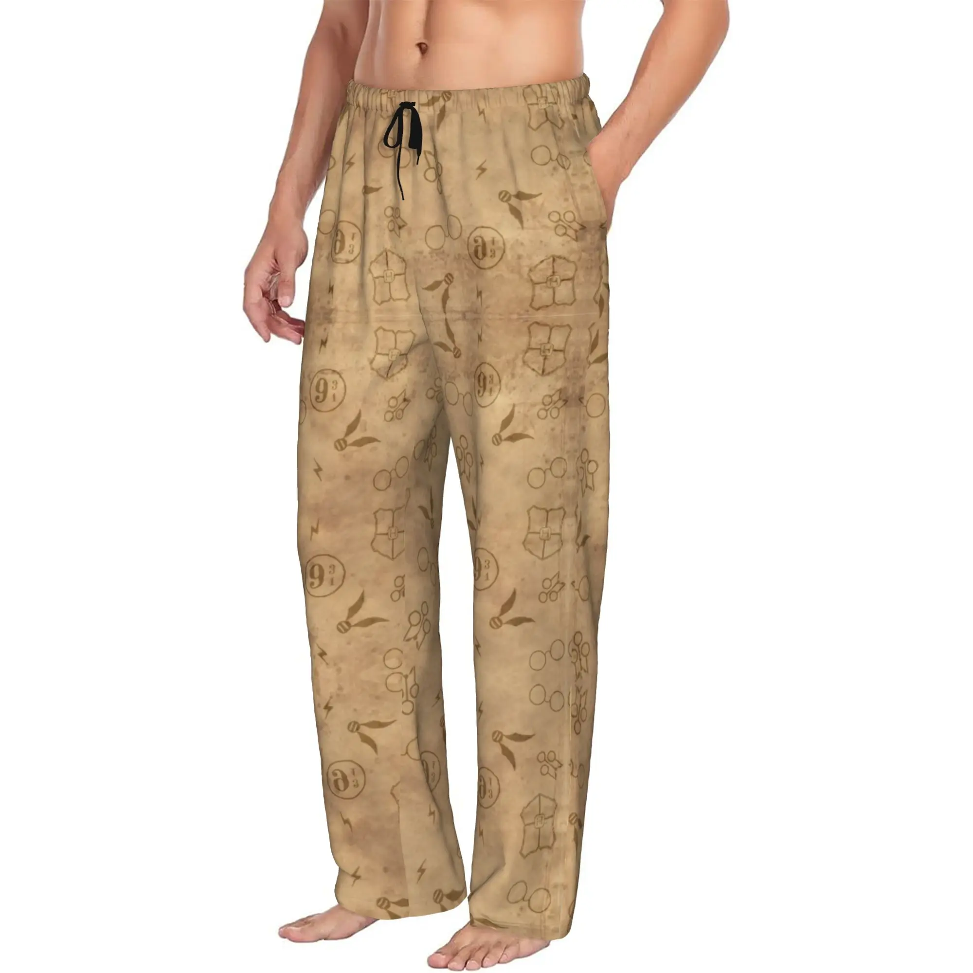 Pantalones de Pijama Personalizados para Hombre, Estilo Harry Potter, con Estampado de Película, Pantalones para Dormir con Bolsillos