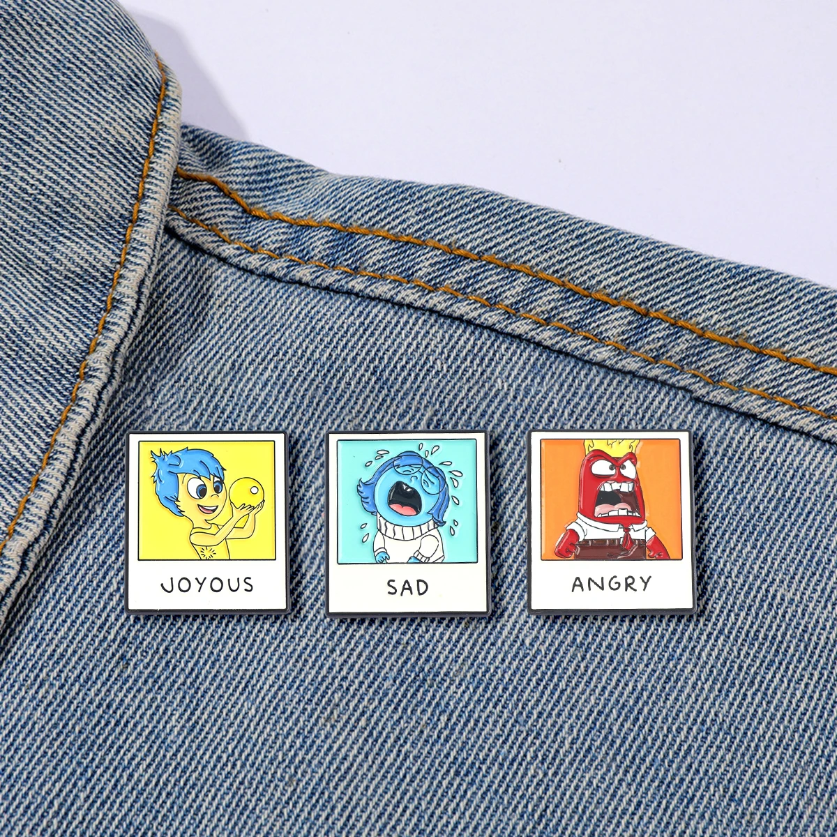 3Pcs/Set Anime Riley Emotional Enamel Brooch Joy Sadness Anger Metal Badge Lapel Backpack Hat Pin Jewelry Accessories Gifts