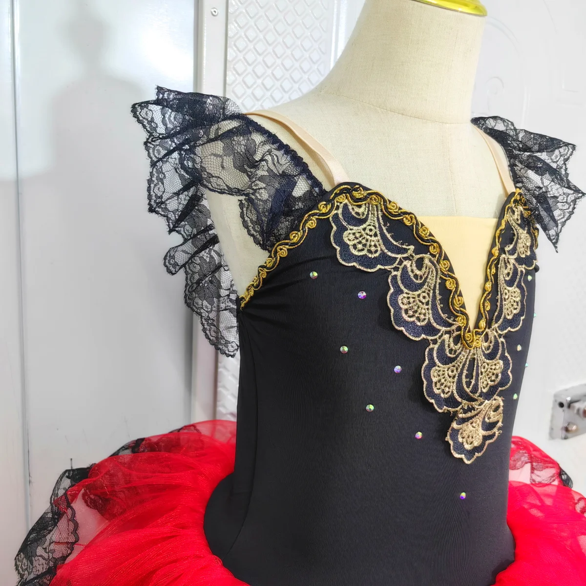 Longue jupe Tutu romantique de Ballet professionnel, noir, rouge, robe d'espagne pour adultes et enfants