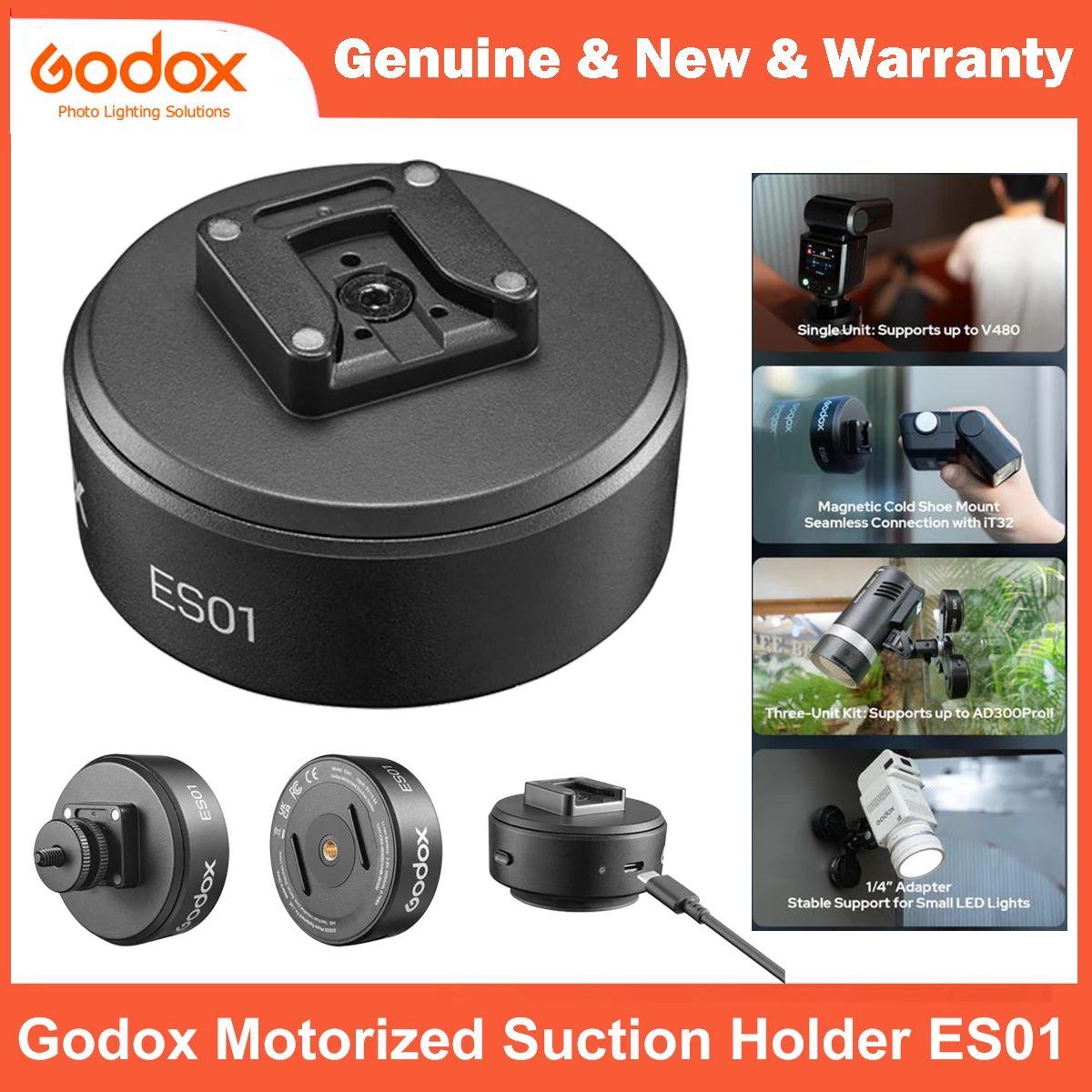 Godox ES01 Motorized Vacuum Suction Cup Mount Holder 1/4