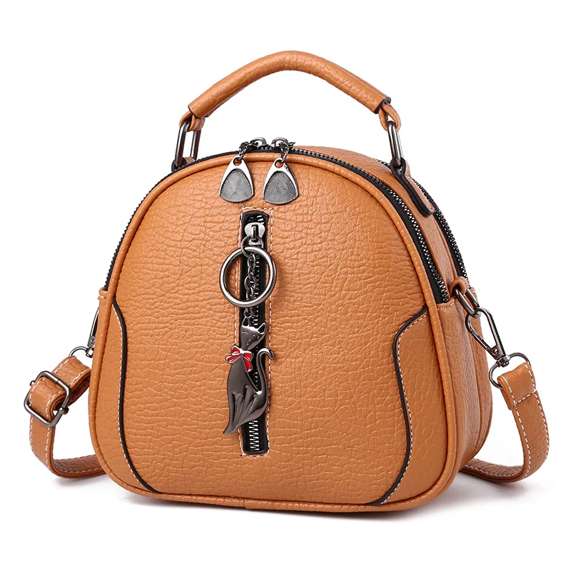 New Fashion Trend Ladies Hand-held Small Round Bag Girl Cute Pendant Soft Belt Zipper Shoulder Bag Messenger Bags