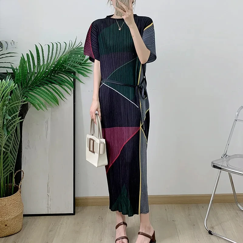 

ALSEY Pleated Women's Dresses Simple Loose Slim Long Wrap Sleeve Design Dresses French 2024 Fall New