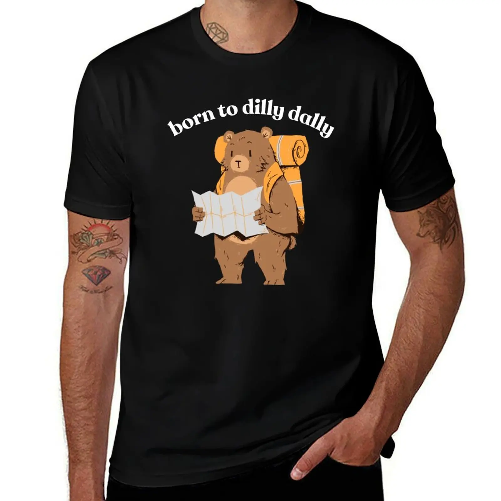 Футболка с коротким рукавом Cute Funny Bear Dilly Dally Adventure Hiking, повседневная праздничная футболка с коротким рукавом