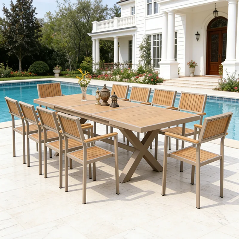 Modern Outdoor Dining Table Set for Hotel Use Aluminum Frame Durable & Waterproof Patio & Garden Furniture