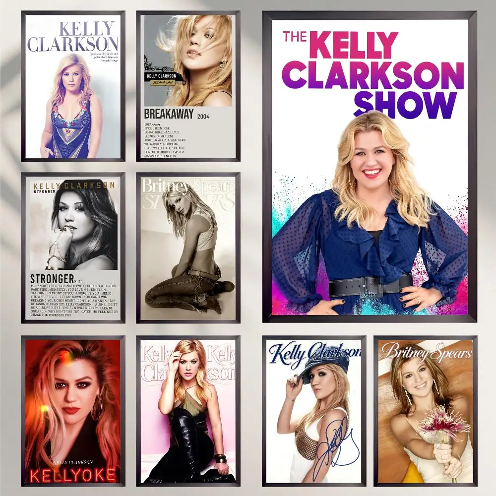 music Kelly Clarkson Poster Poster HD Self-Adhesive Art Print Waterproof Wall Decor for Bedroom Living Room Decor Gift