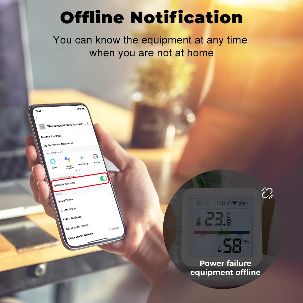 Wifi / Tuya Smart Temperature And Humidity Sensor Accurate Monitoring Work With Alexa Home Backlight Support