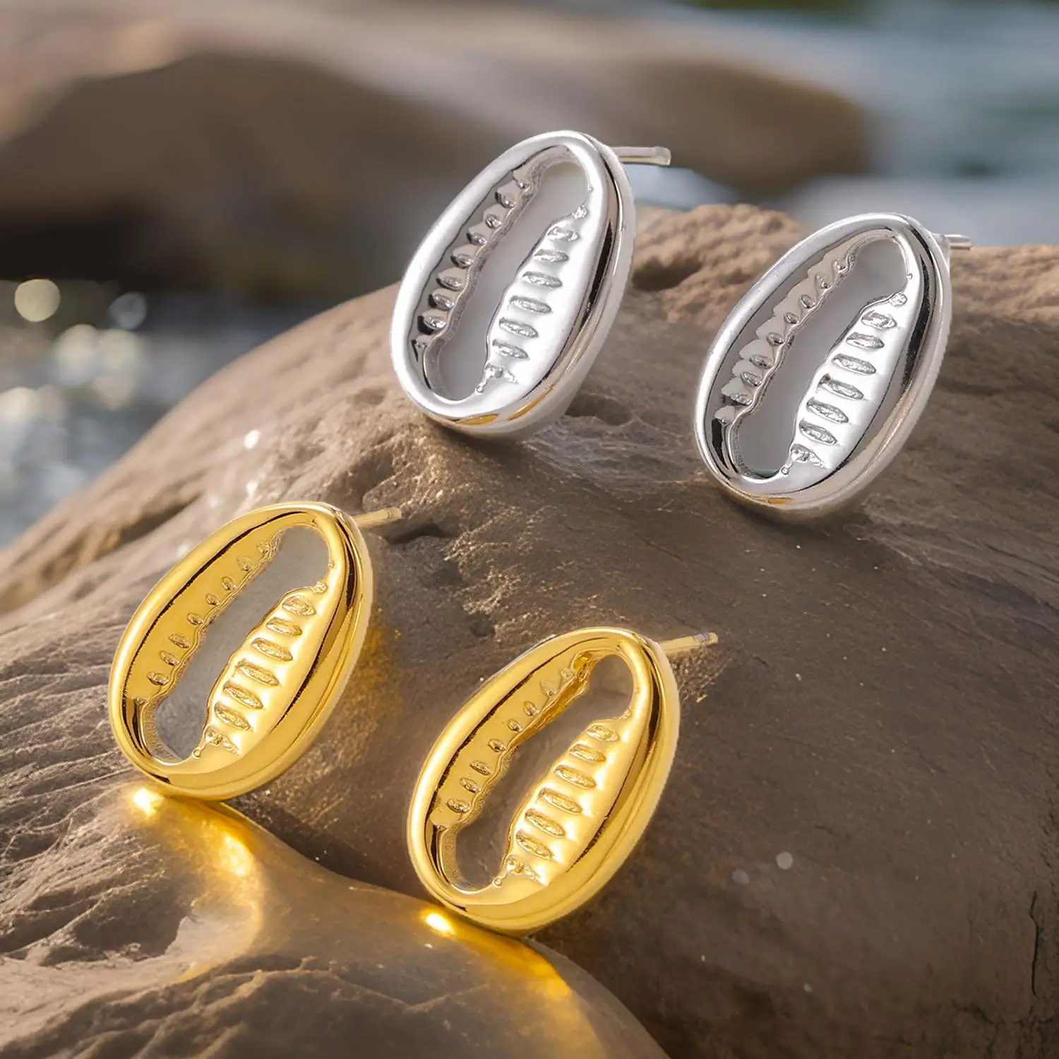 Car lidana wasserdichte Mode Ozean Sommer Strand Muschel geformte Ohrringe Ohr stecker Edelstahl Ohrringe Schmuck für Frauen