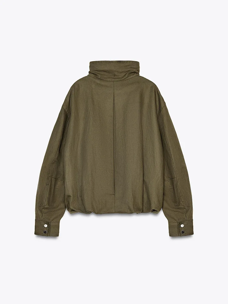 Autumn New Product Stand Neck Jackets Women's Fashion Versatile Long Sleeve Buckle Pilot Jacket Coat