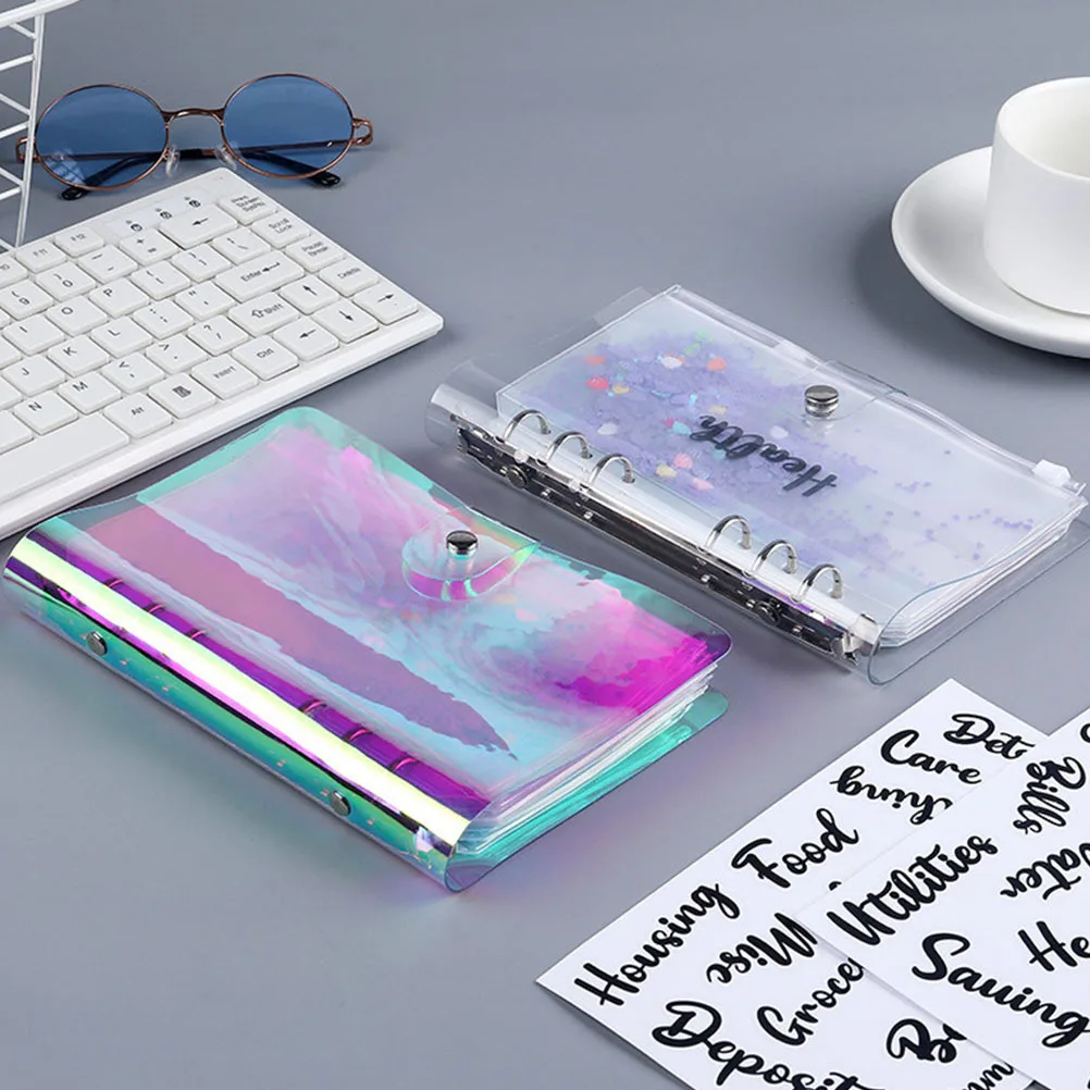 

6Pcs Handcrafted Notebook Storage Pouch Set Extra Thick PVC Zipper Pouch for Organizing Pens Cables Cards Documents Binder