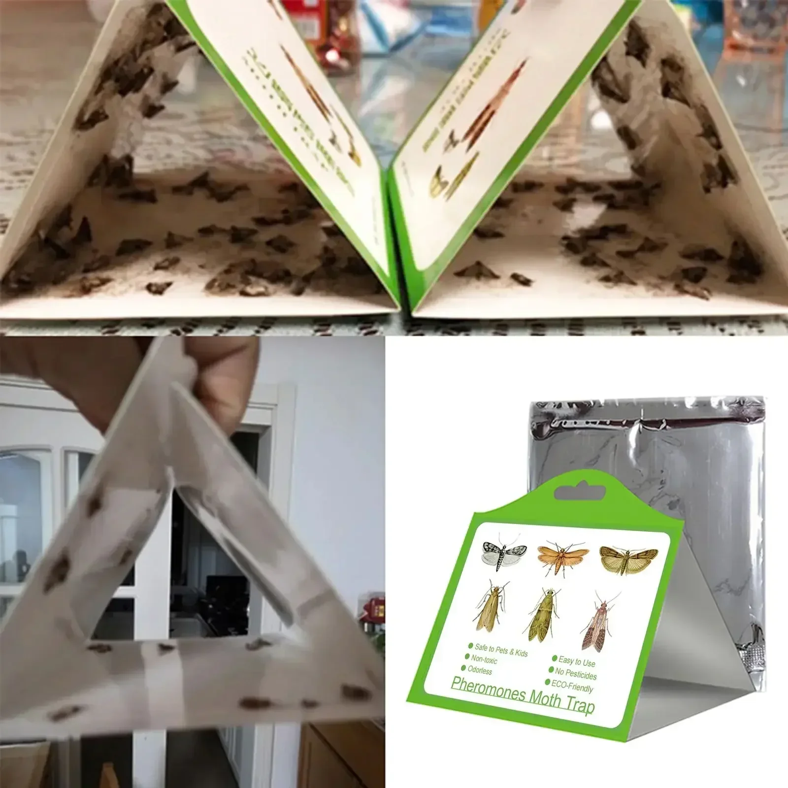 1/2/3/6/12PCS Pantry Kitchen Flies Food Indian Meal Moths Catcher Attractant Sticky Glue Killer Pheromone Moth Trap