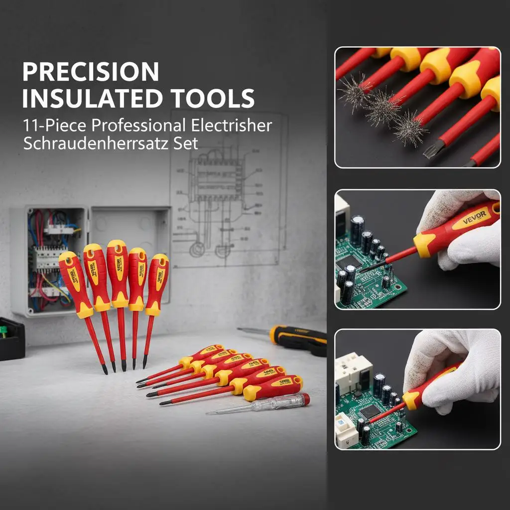 11-teiliges Set mit isolierten Schraubendrehern, professionelles Werkzeugset für Elektriker, mit magnetischen Spitzen und T – Detail 2
