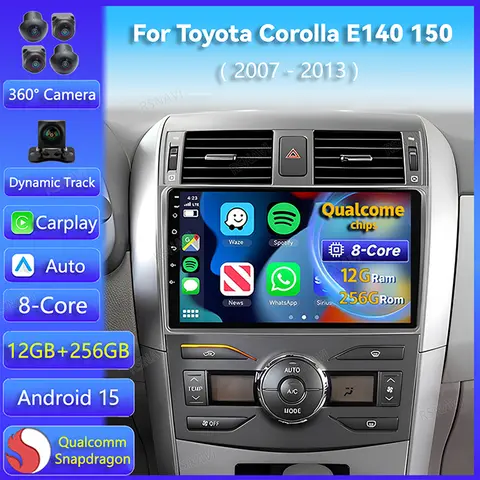 Android 15 Carplay Car Radio For Toyota Corolla E140 150 2007 2008 2009 - 2013 Multimedia Player GPS Head Unit Autoradio Stereo