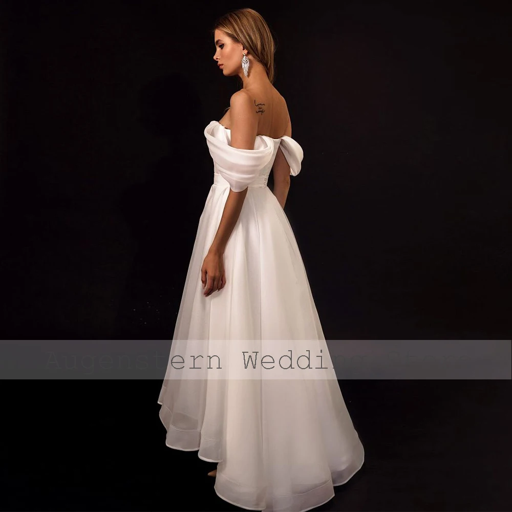 Wedding Dress Asymmetrical Off the Shoulder Sweetheart  Gowns A Line Belt Backless Tea Length Simple Bridal  2023