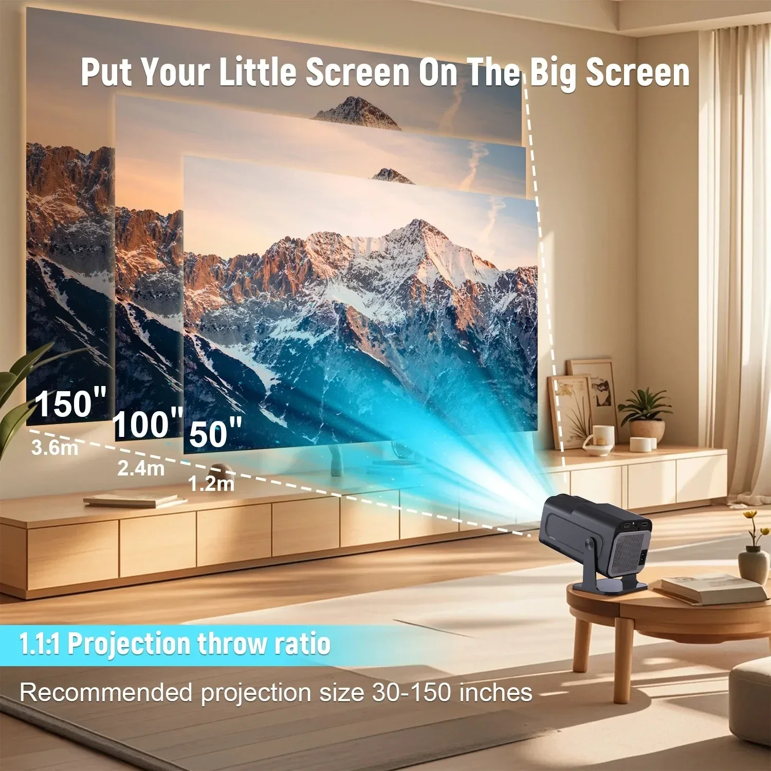 

Projector Netflix Officially Licensed HY320 NTV Android 13 1080P 500ANSI Amlogic S950D4 WIFi6.0 BT5.2 Mini 4K Projector