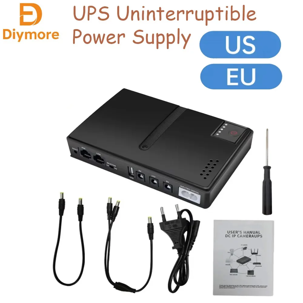 1018L 5V/9V12V/15V/24V UPS Uninterruptible Power Supply DC Backup 18650 Power WIFI Router Optical Modem Built-In Adapter